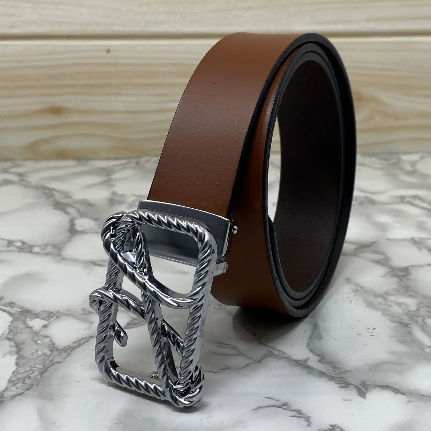 H-Pattern Leather Strap Belt For Men-JonasParamount