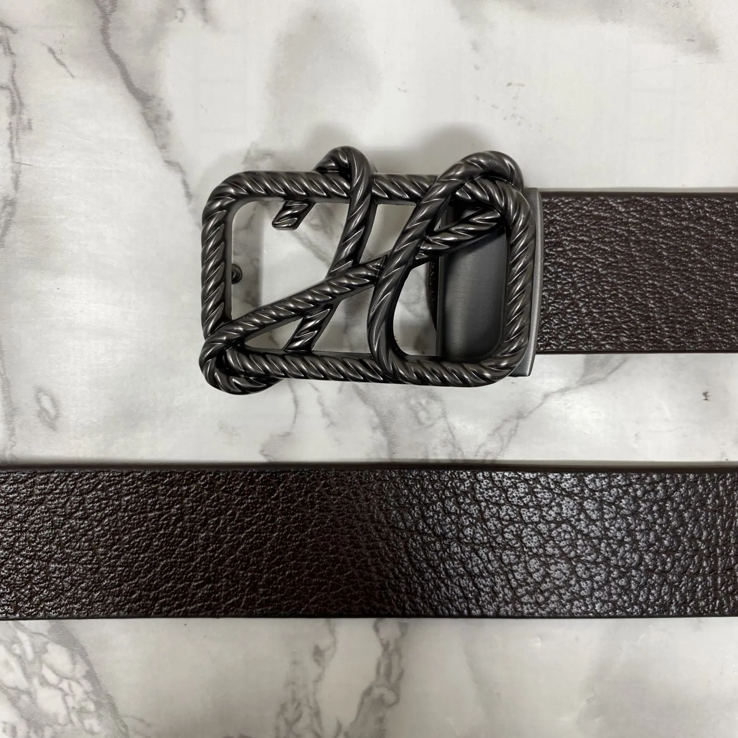 H-Pattern Leather Strap Belt For Men-JonasParamount