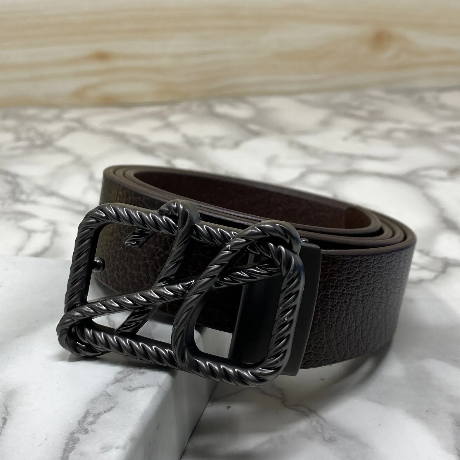 H-Pattern Leather Strap Belt For Men-JonasParamount