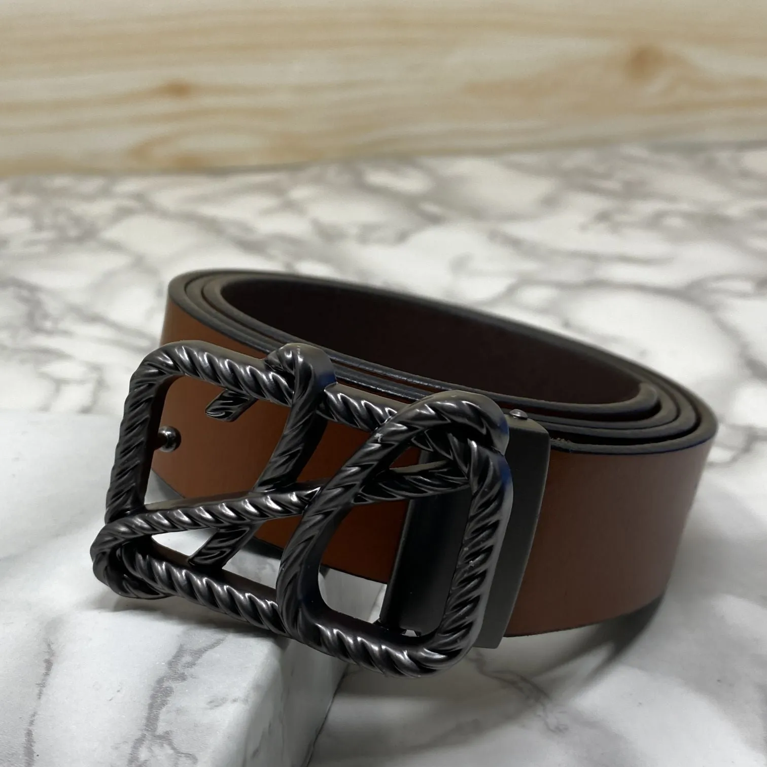 H-Pattern Leather Strap Belt For Men-JonasParamount