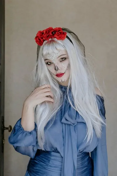 Halloween Headband with Veil and Roses