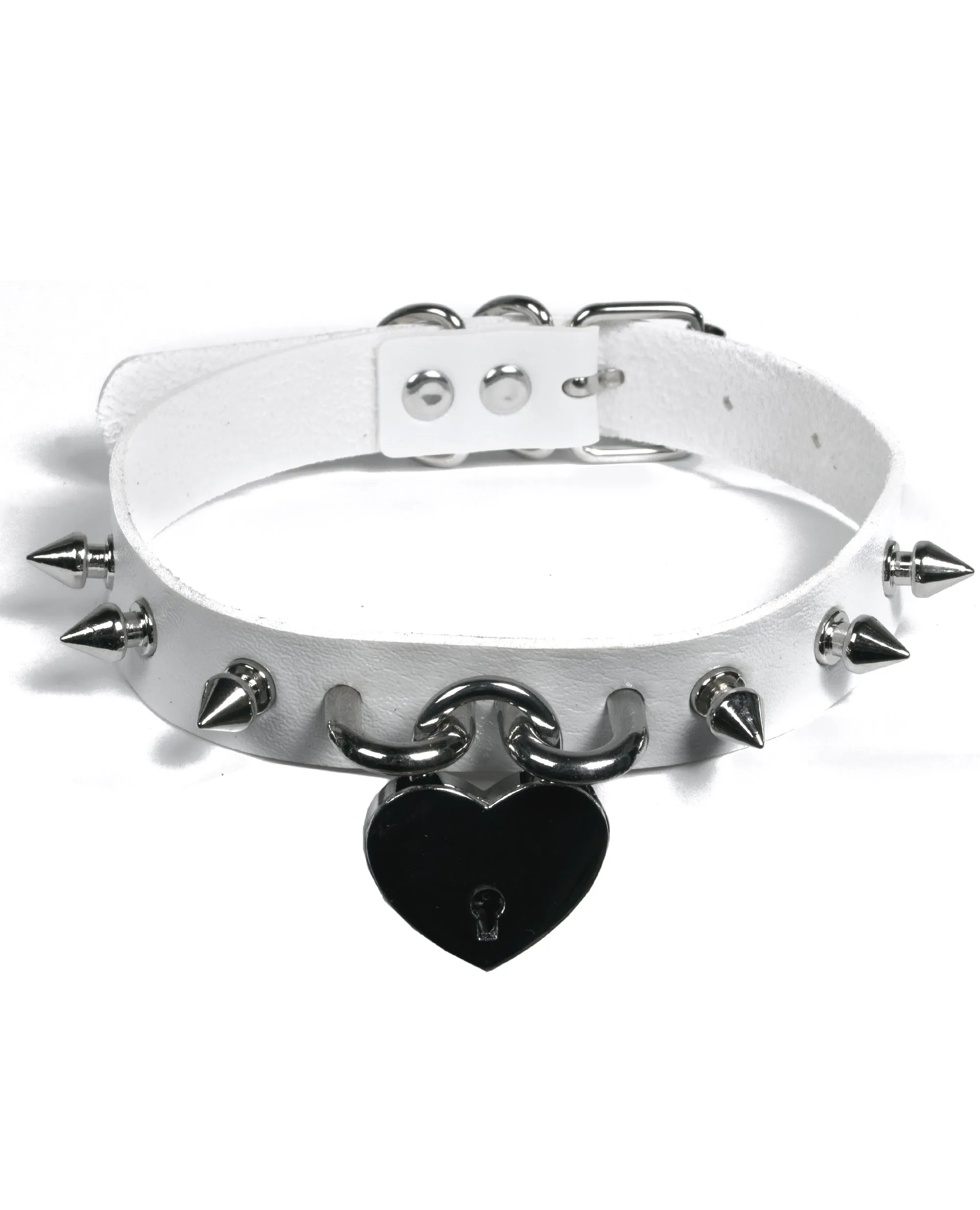 HEART SPIKED PADLOCK COLLAR