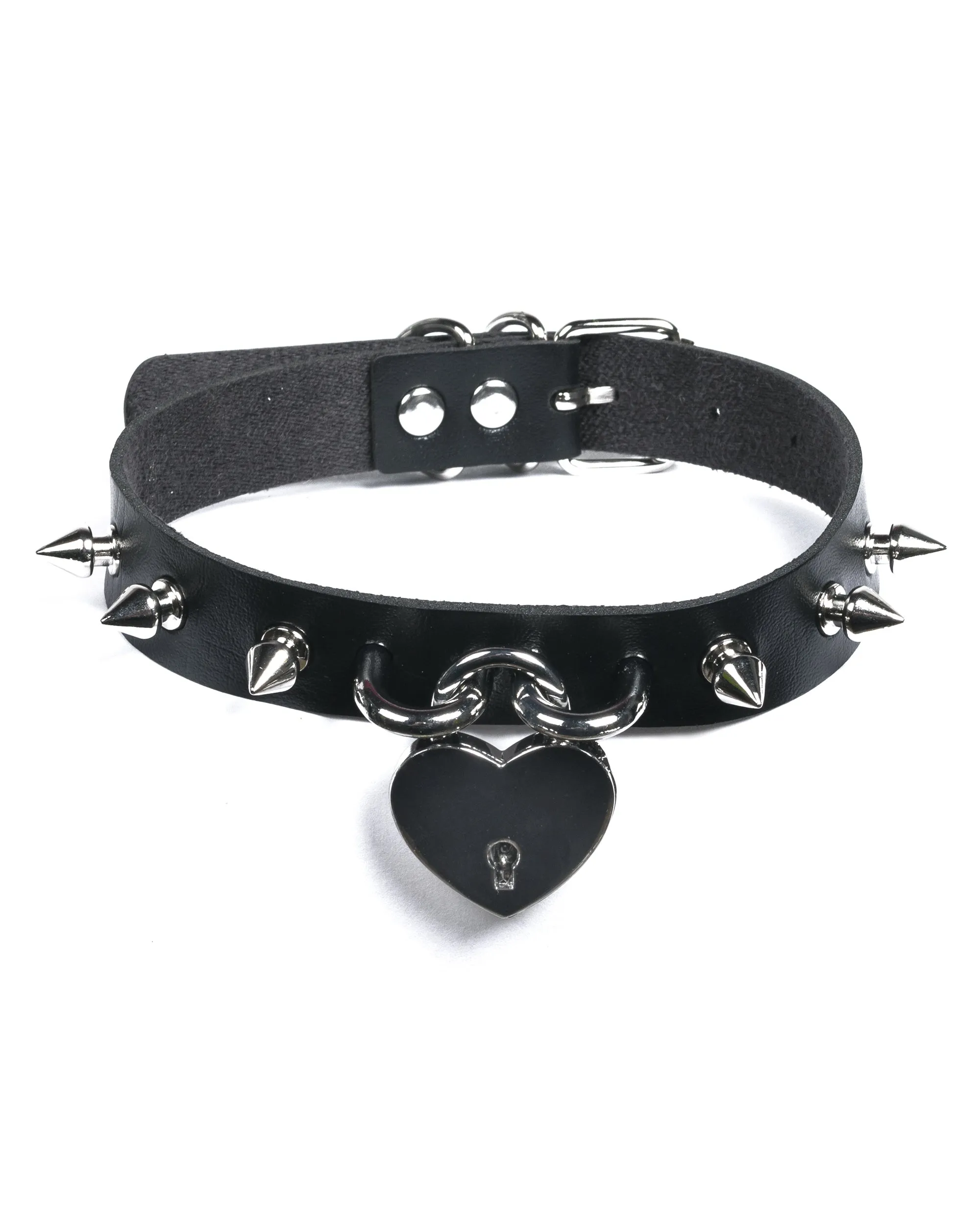 HEART SPIKED PADLOCK COLLAR