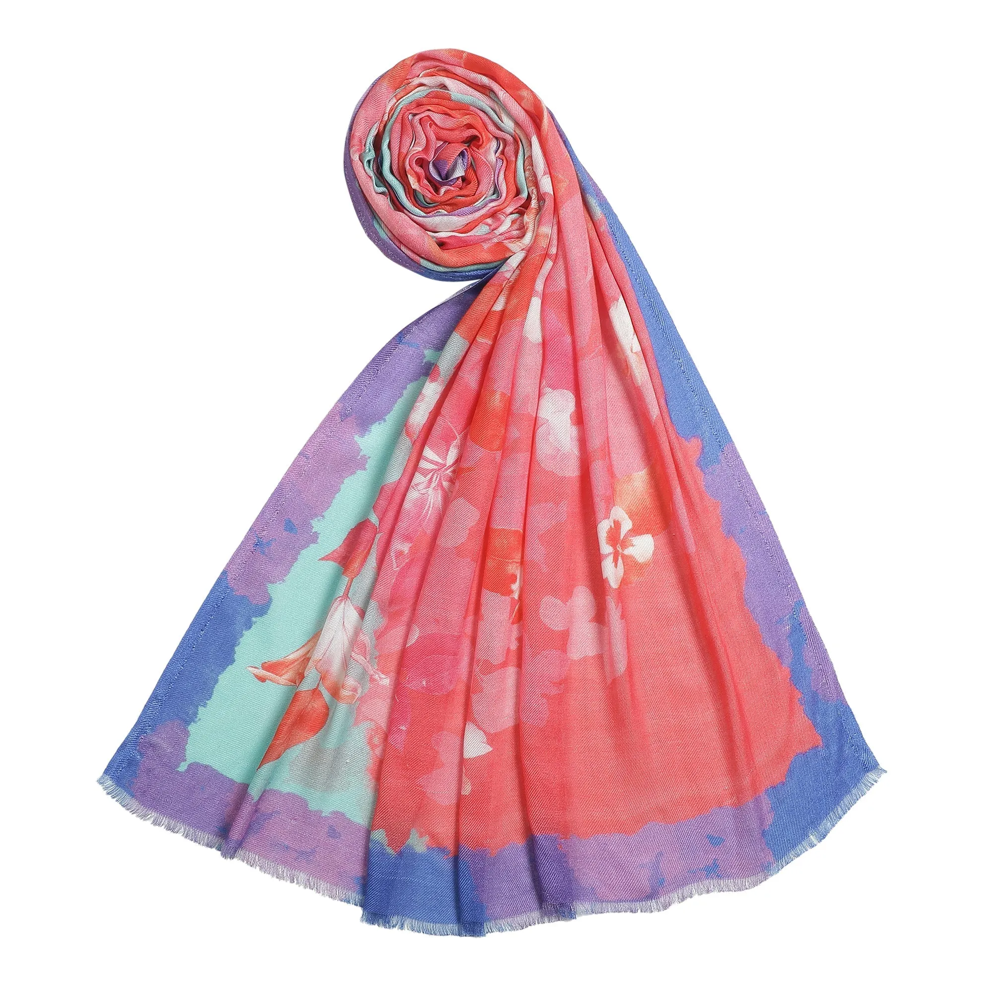 Jasn: Silk Modal Orchid Bloom Printed Stole