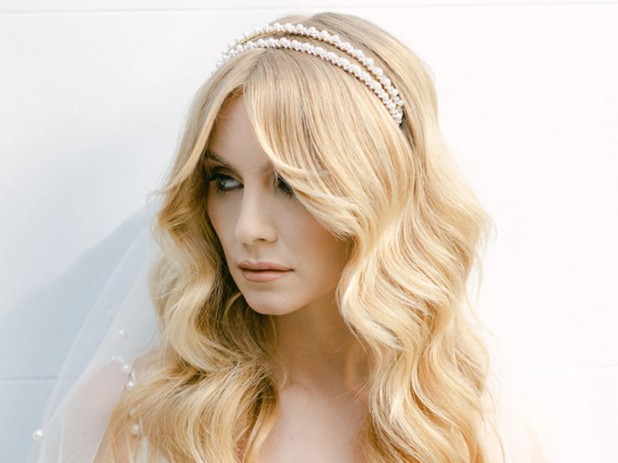 Lauren - Crystal & Pearl Bridal Double Headband