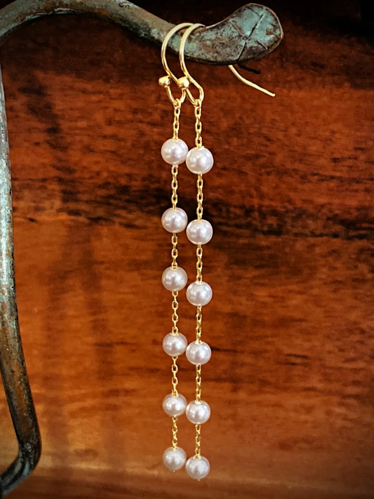 Long Elegant Pearl Earrings