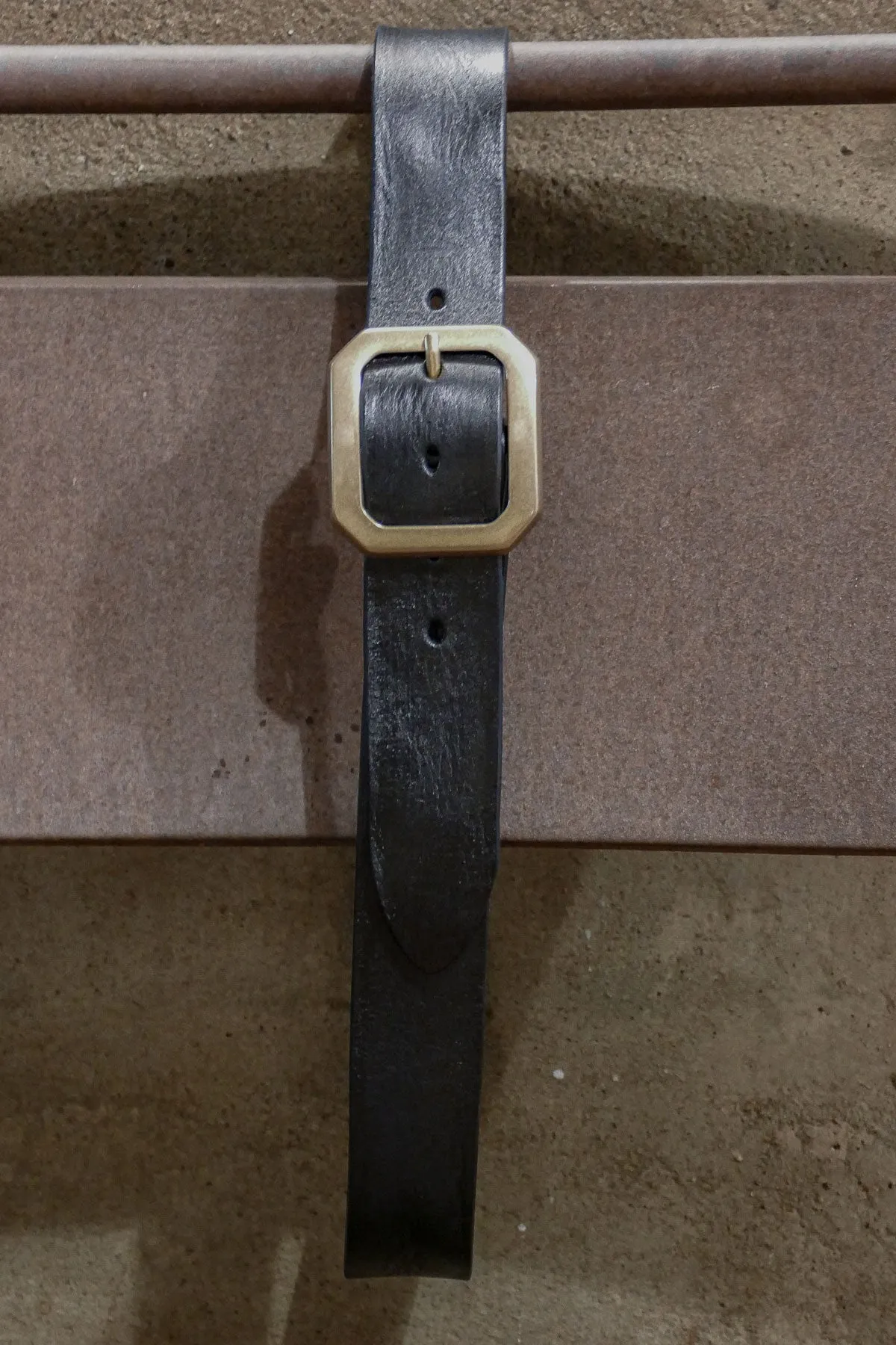 Luti - Type 933/40 Brass Buckle Leather Belt in Black