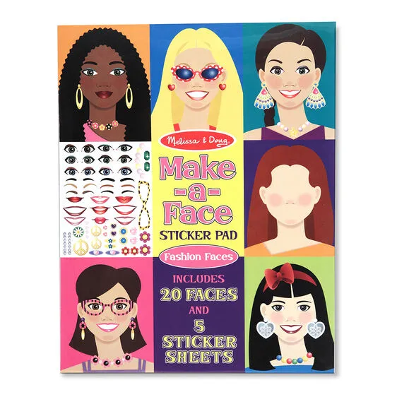 Make-A-Face Fashion Faces Sticker Pad