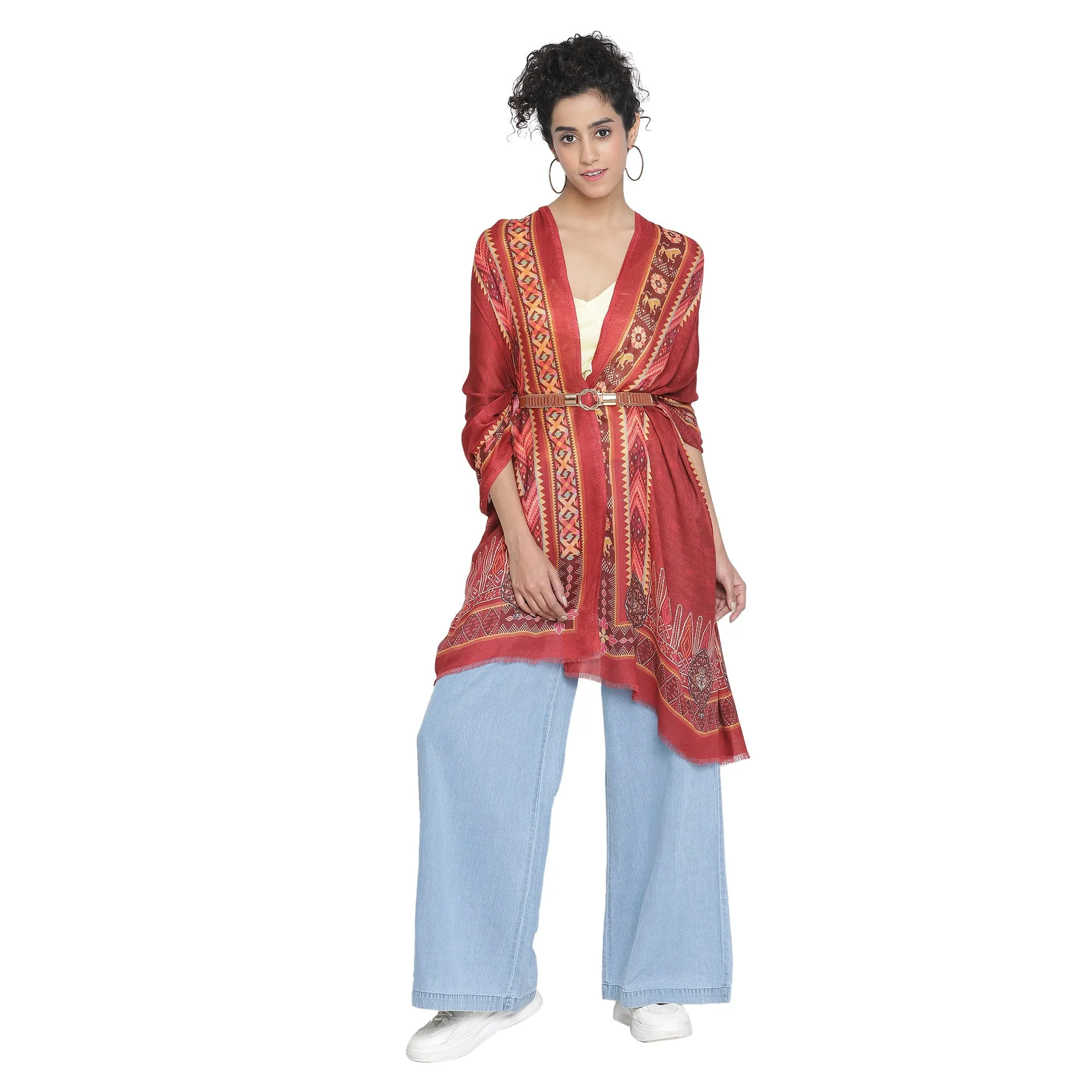 Mallika: Silk Modal Safari Bloom Printed Stole