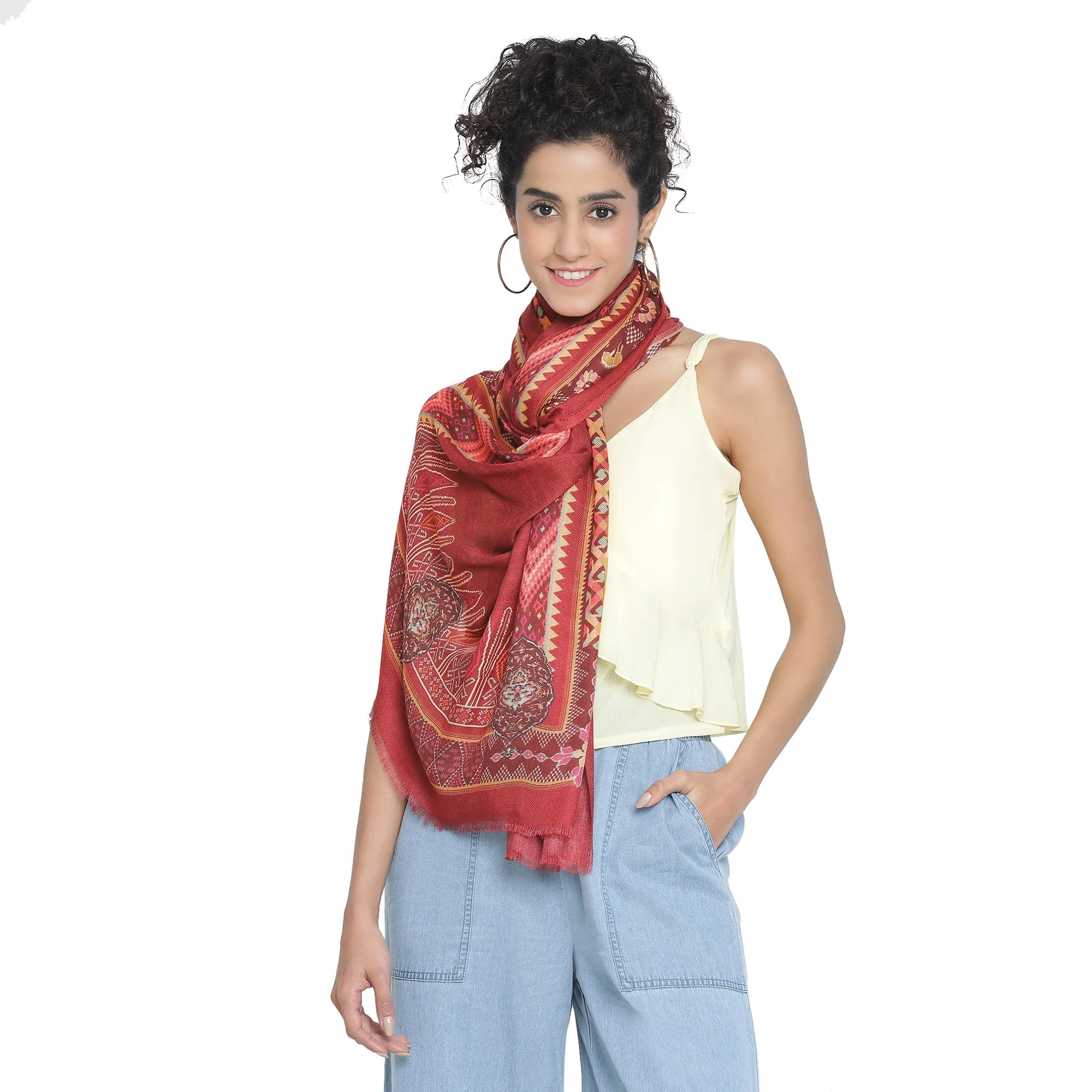 Mallika: Silk Modal Safari Bloom Printed Stole