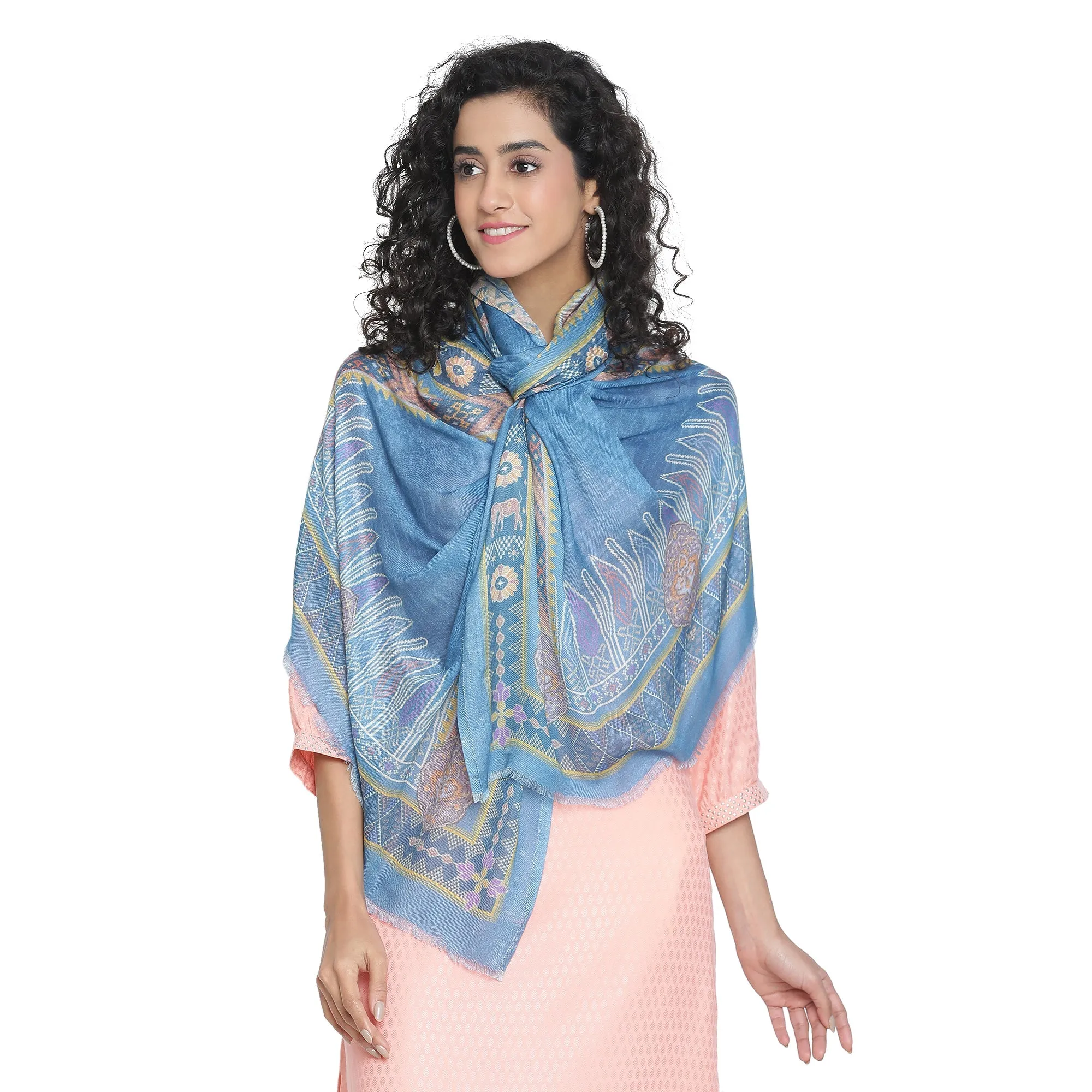 Mallika: Silk Modal Safari Bloom Printed Stole