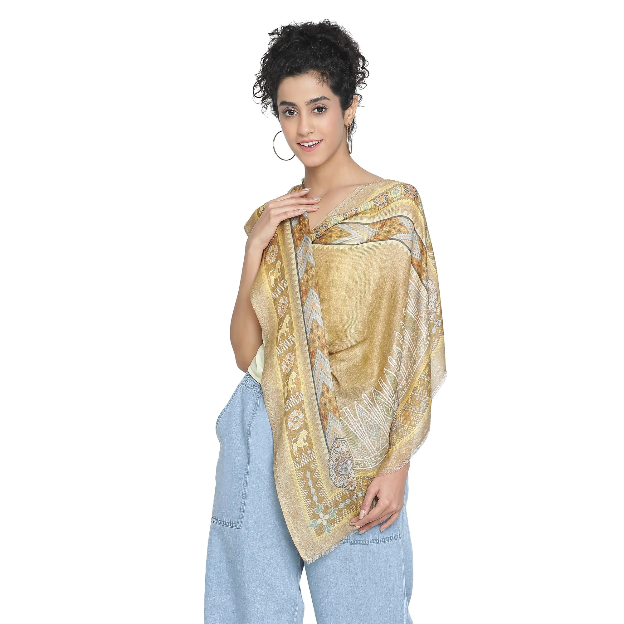 Mallika: Silk Modal Safari Bloom Printed Stole