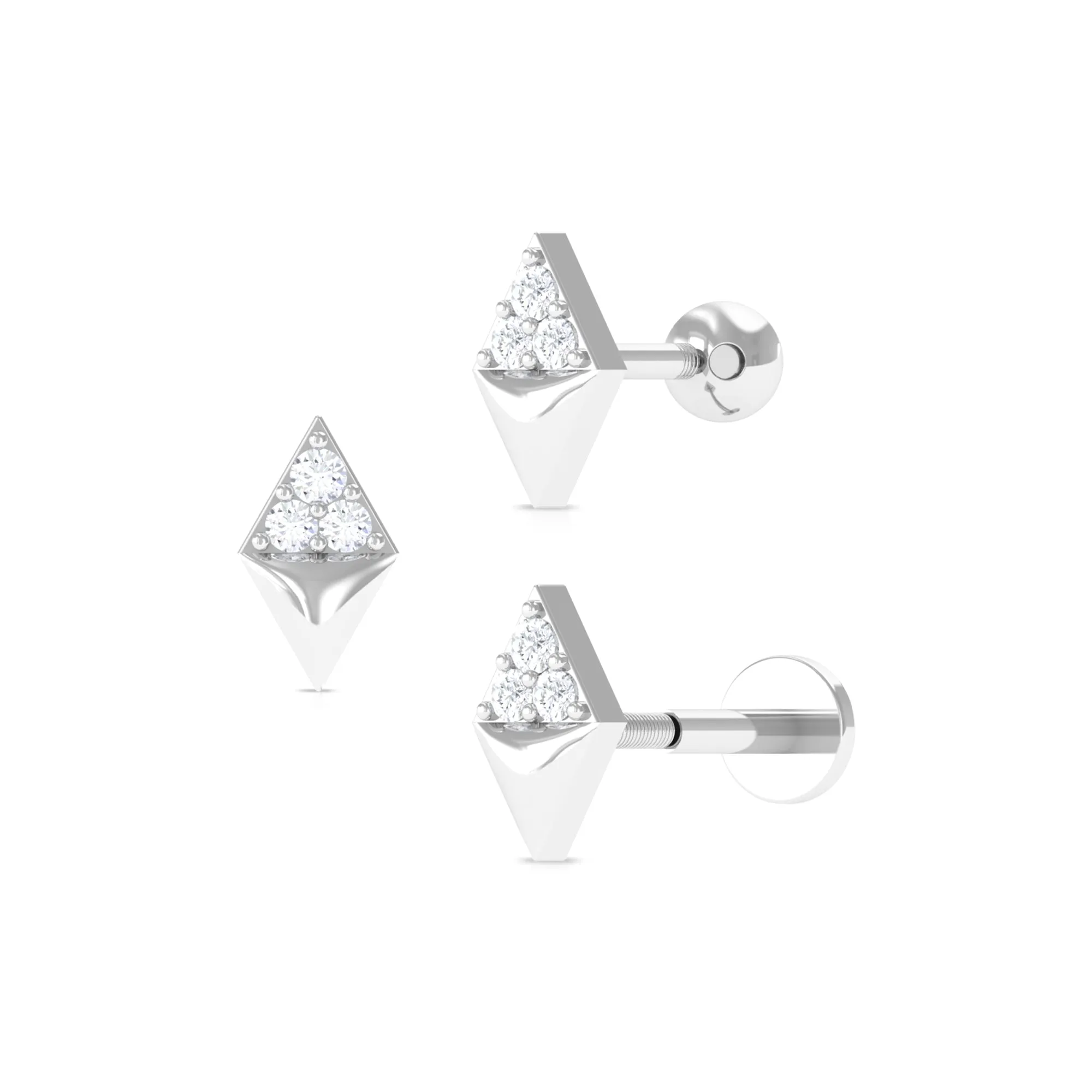 Natural Diamond Geometric Tragus Earring in Gold