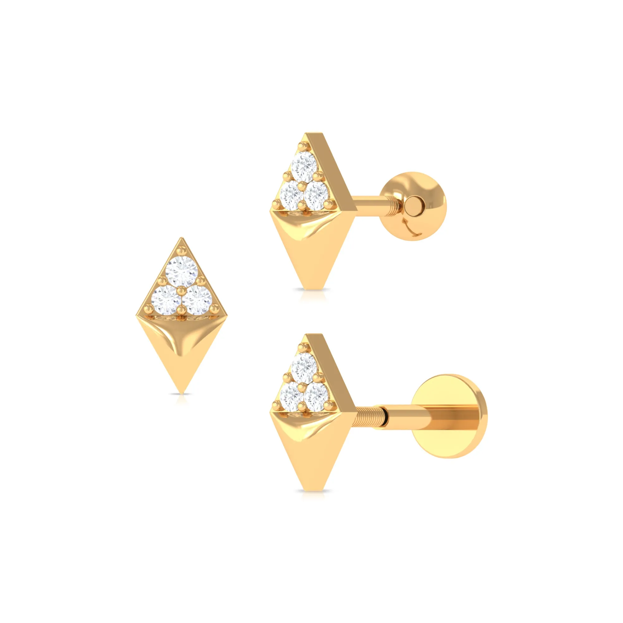 Natural Diamond Geometric Tragus Earring in Gold