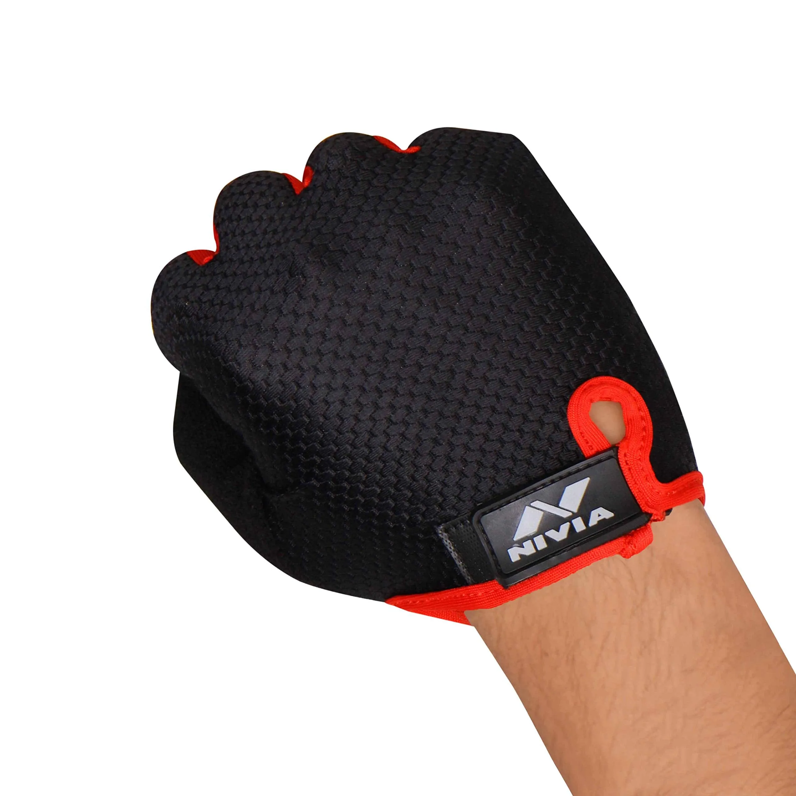 Nivia Men Cross Training Gym Gloves Full finger gloves,Perfect for Weight Lifting,Training,Gym workout,Crossfit,pull-ups,Bodybuilding,Strong Grip Gym Gloves (L, Black/Red)