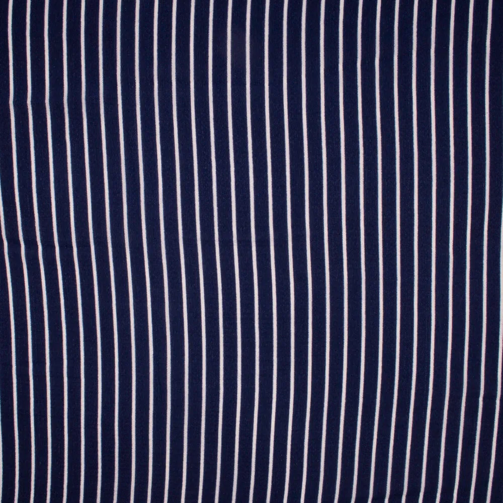 Novelty Polyester Print - Stripes - Navy