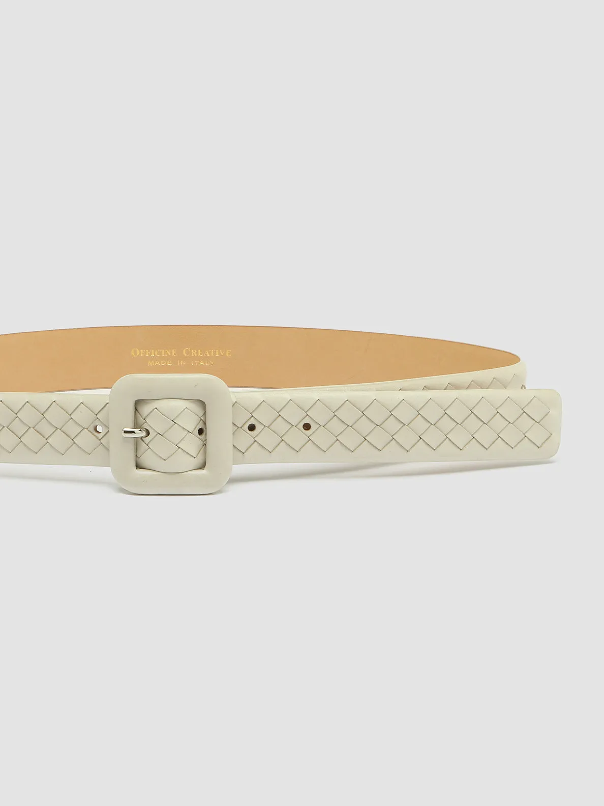 OC STRIP 060 - White Woven Leather Belt