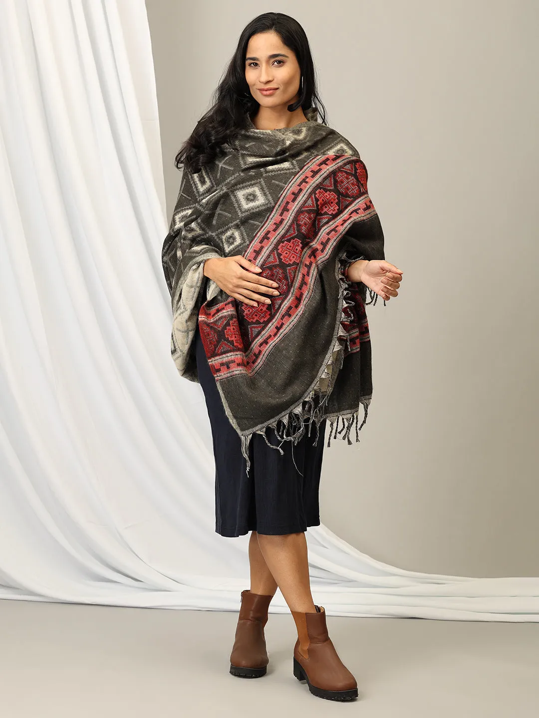 Onyx Cozy Acrylic Woolen Shawl