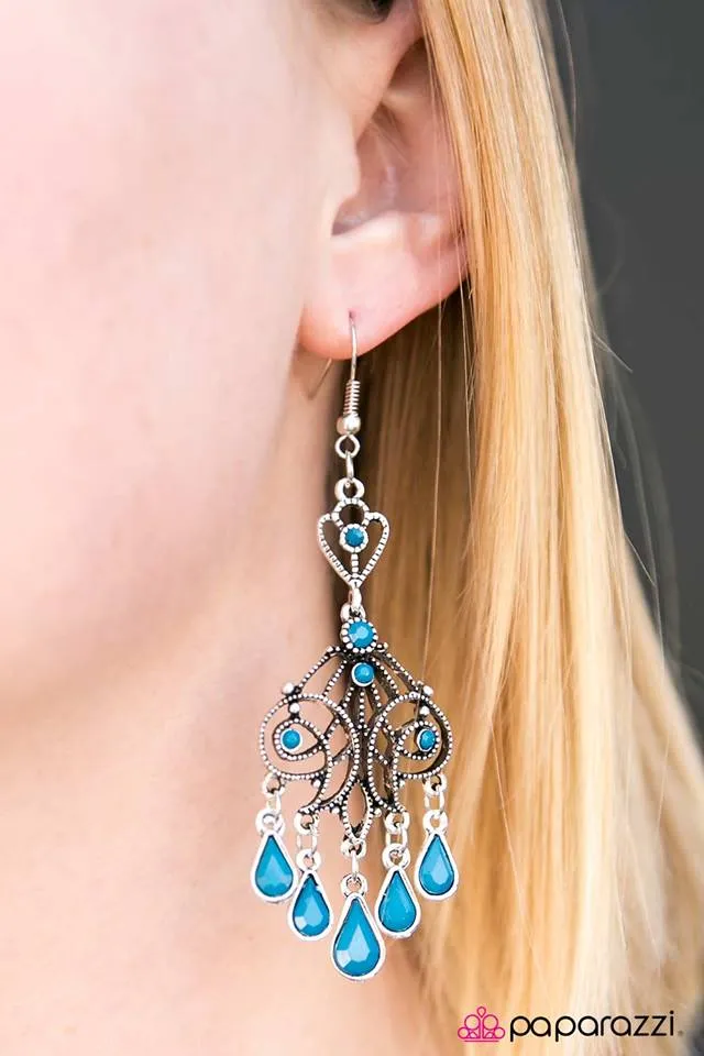 Open Door Jewelry - Diva Decadence - Blue Earring - Paparazzi Accessories