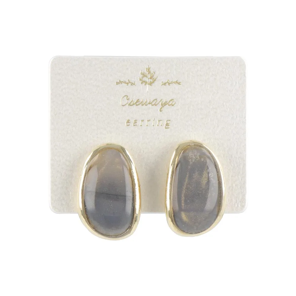 Oval Marble Clip On Earrings