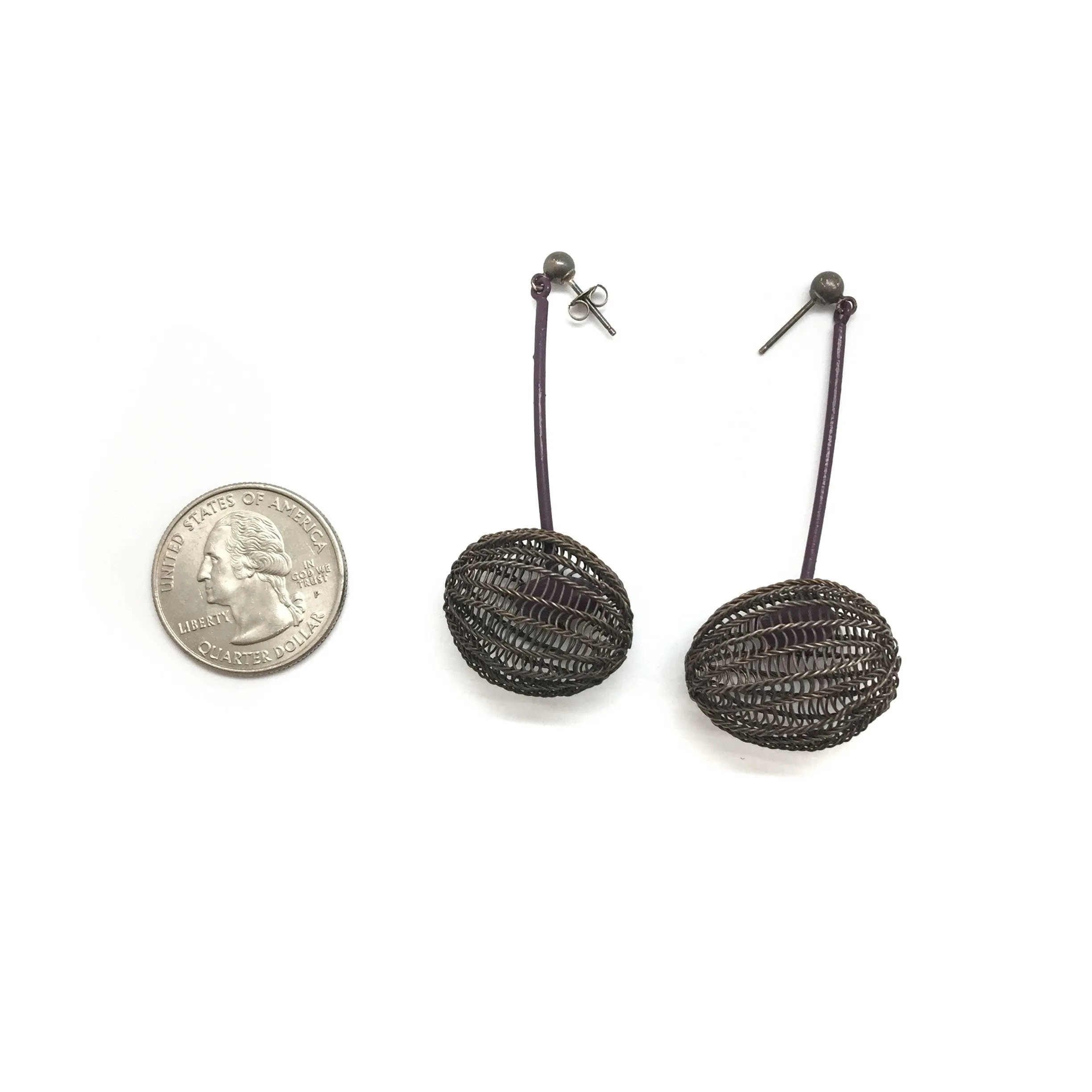 Oxidized Cage Earrings - Purple