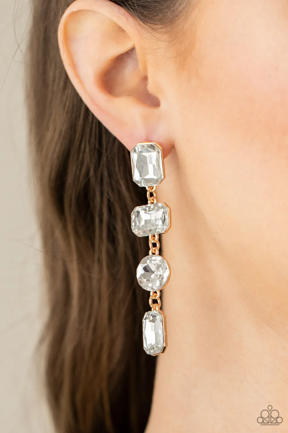 Paparazzi Accessories - Cosmic Heiress #E535 Bin - Gold Earrings