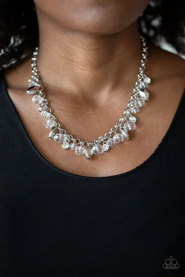 Paparazzi Necklace ~ Downstage Dazzle - White