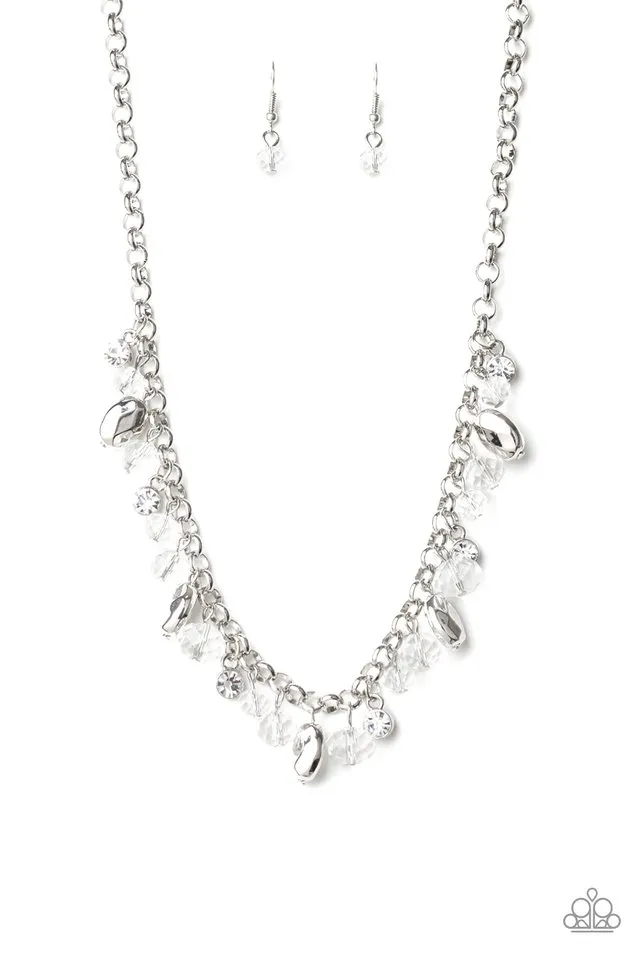 Paparazzi Necklace ~ Downstage Dazzle - White