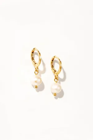 Pearl Drop Huggie Earrings