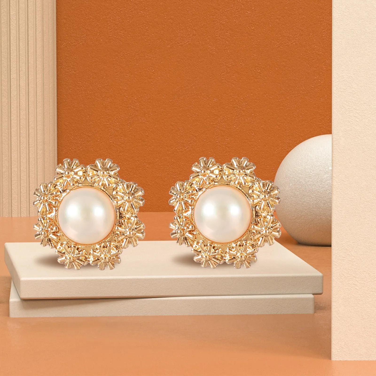 Pearl Stud Earrings Design Elegant