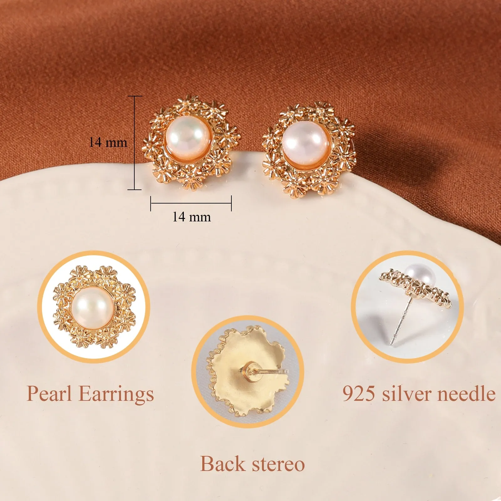 Pearl Stud Earrings Design Elegant