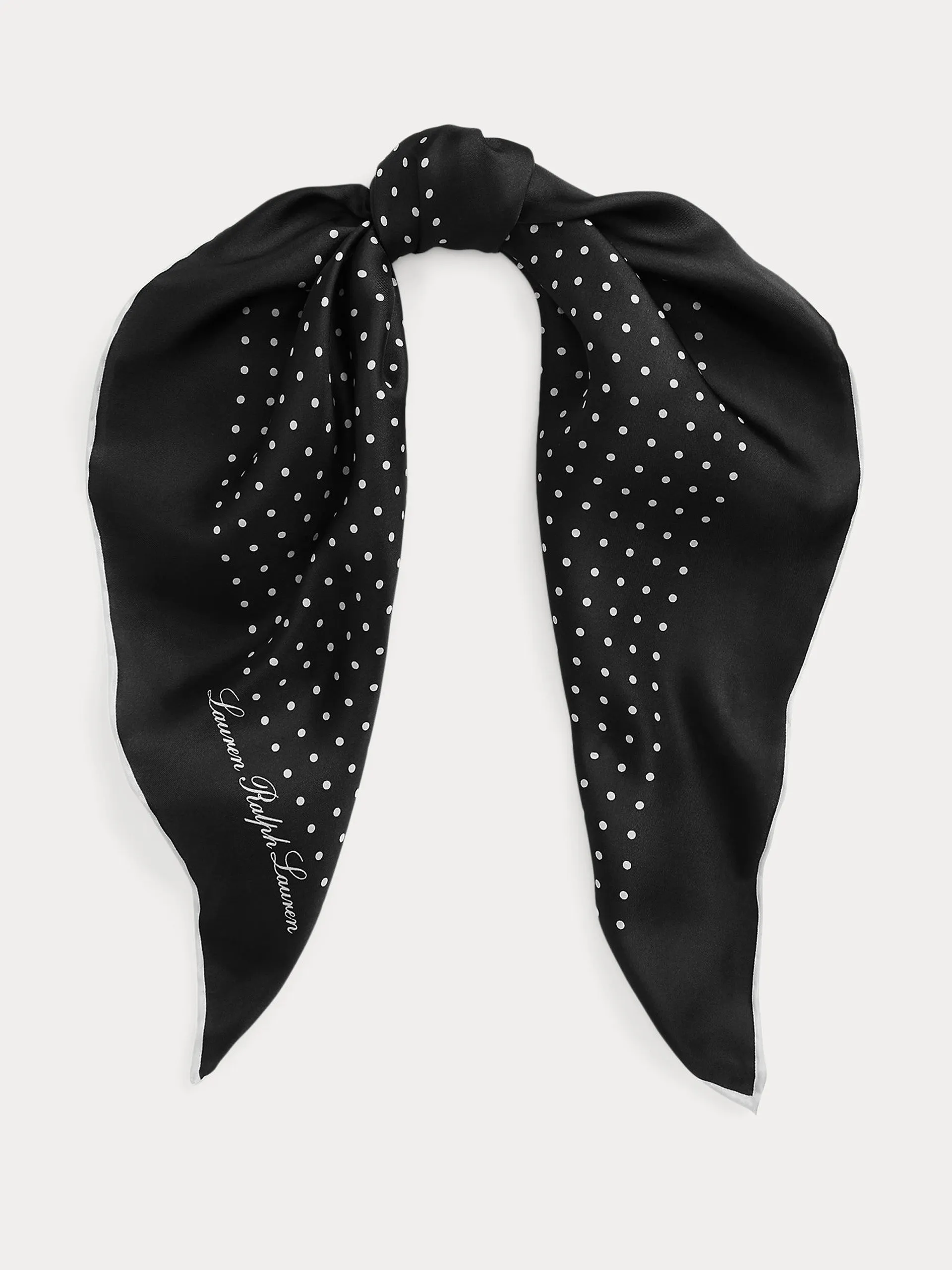 Polka-dot silk twill square scarf