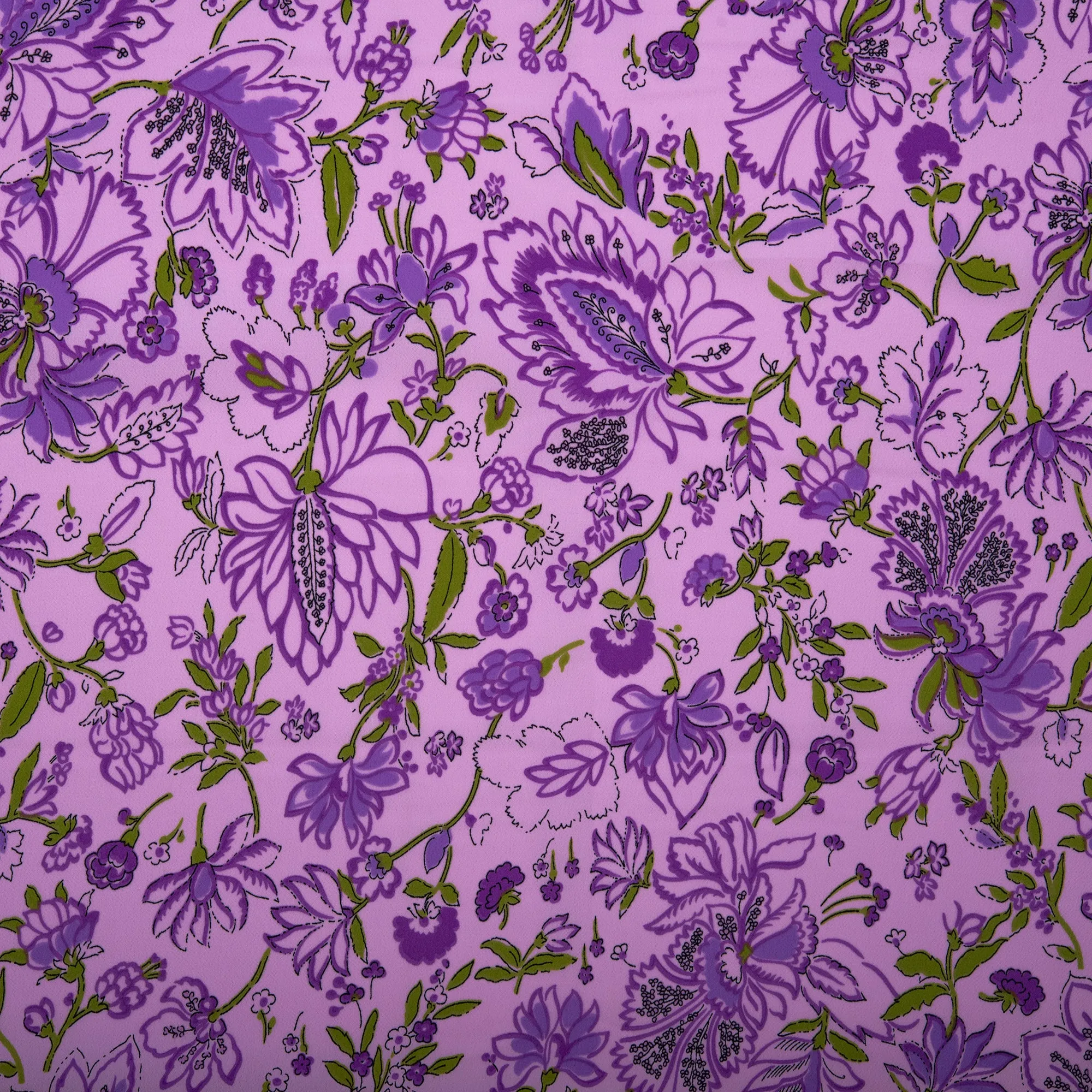 Printed Polyester - KOSHIBO - Leafs - Light lilac