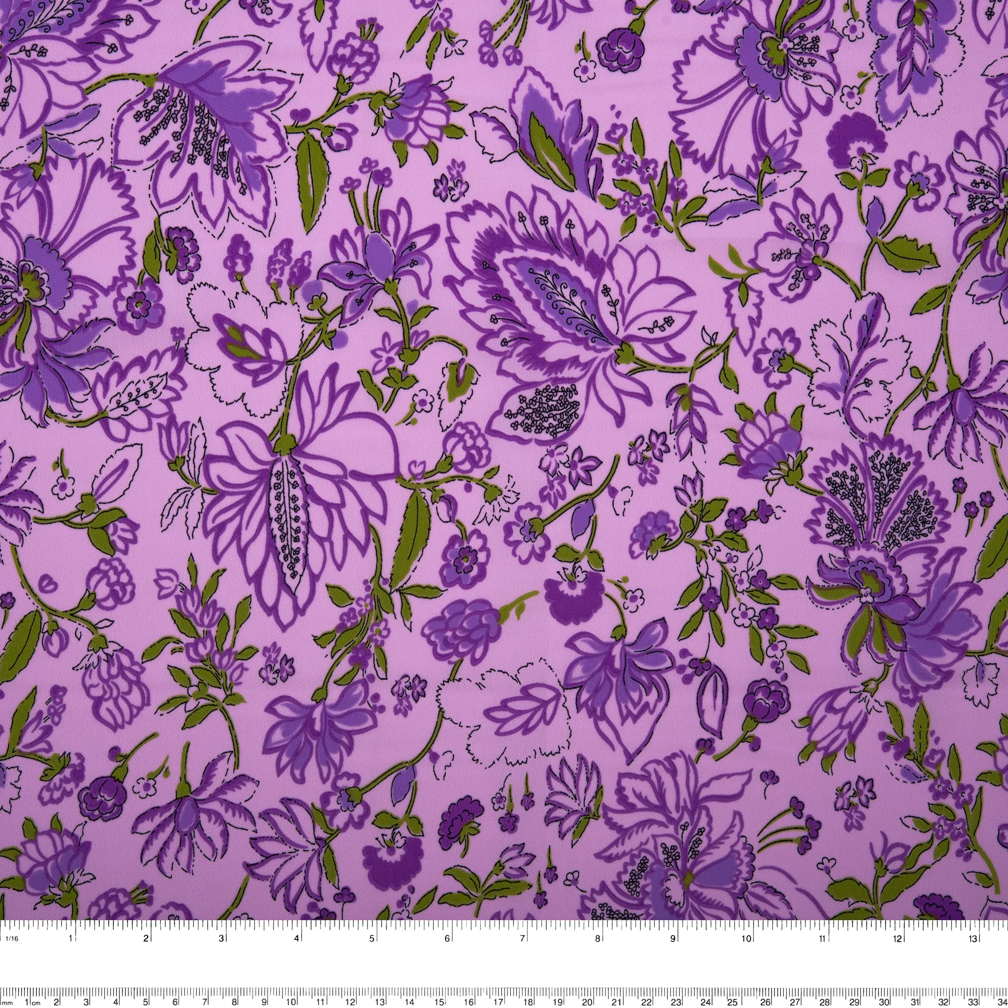 Printed Polyester - KOSHIBO - Leafs - Light lilac