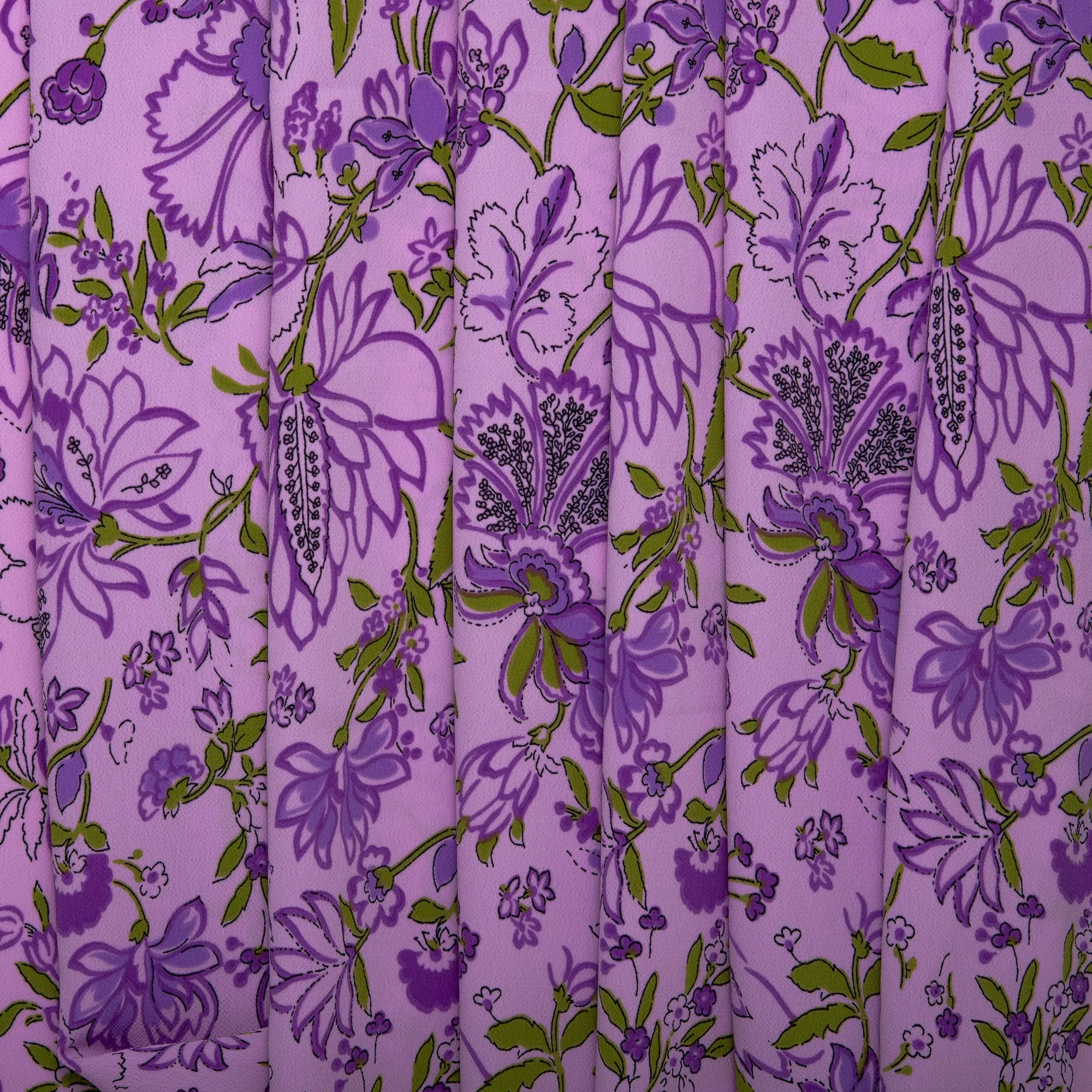 Printed Polyester - KOSHIBO - Leafs - Light lilac