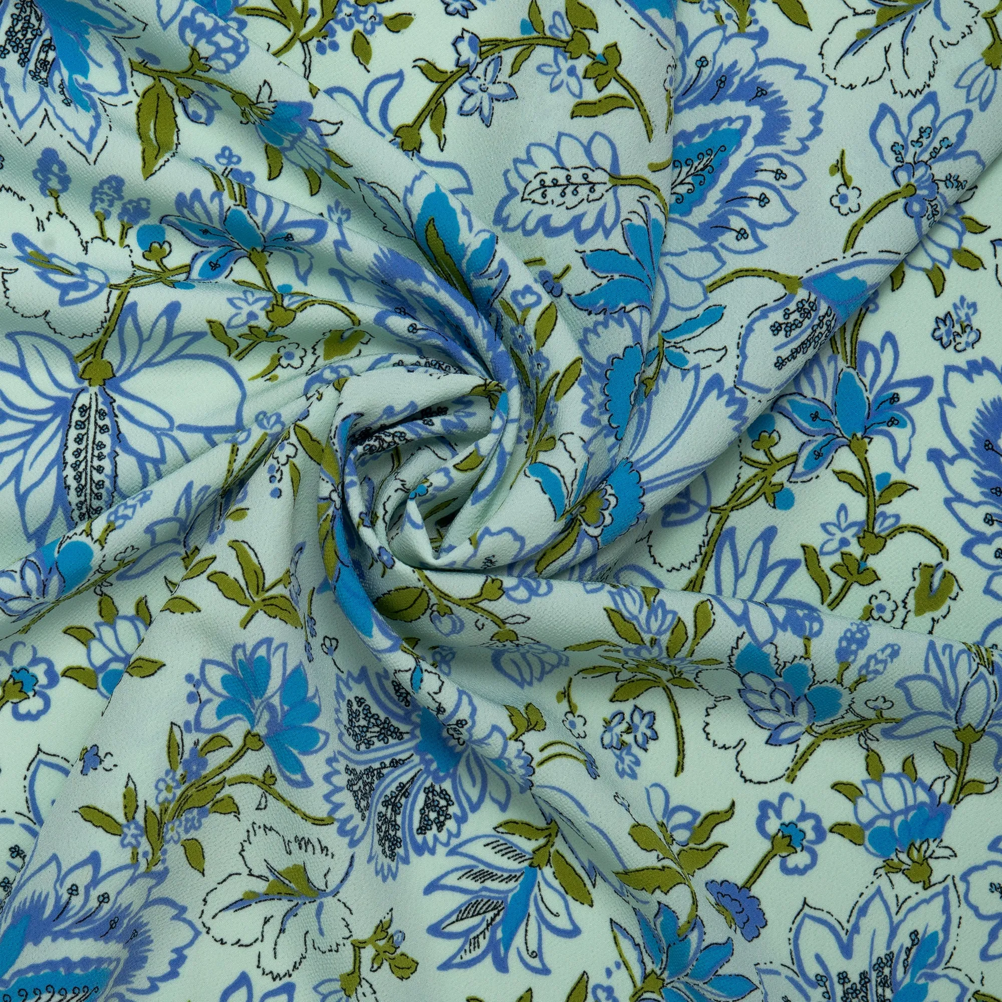 Printed Polyester - KOSHIBO - Leafs - Mint