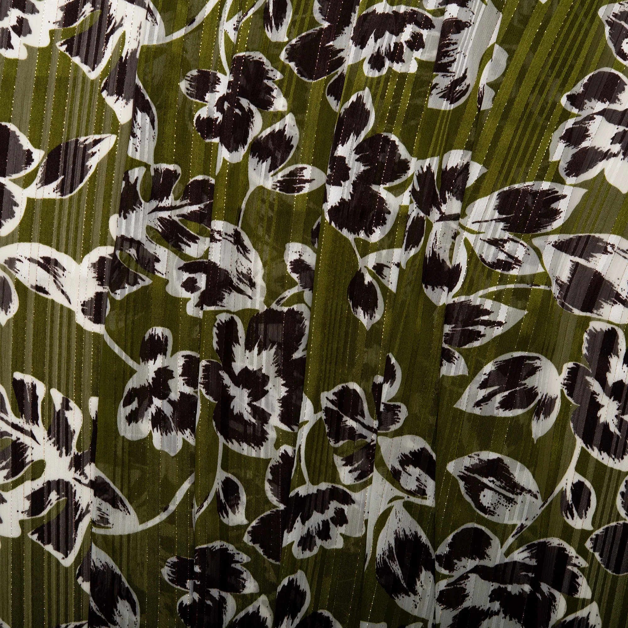 Printed polyester - MARCELINE - Tropical leafs - Sage