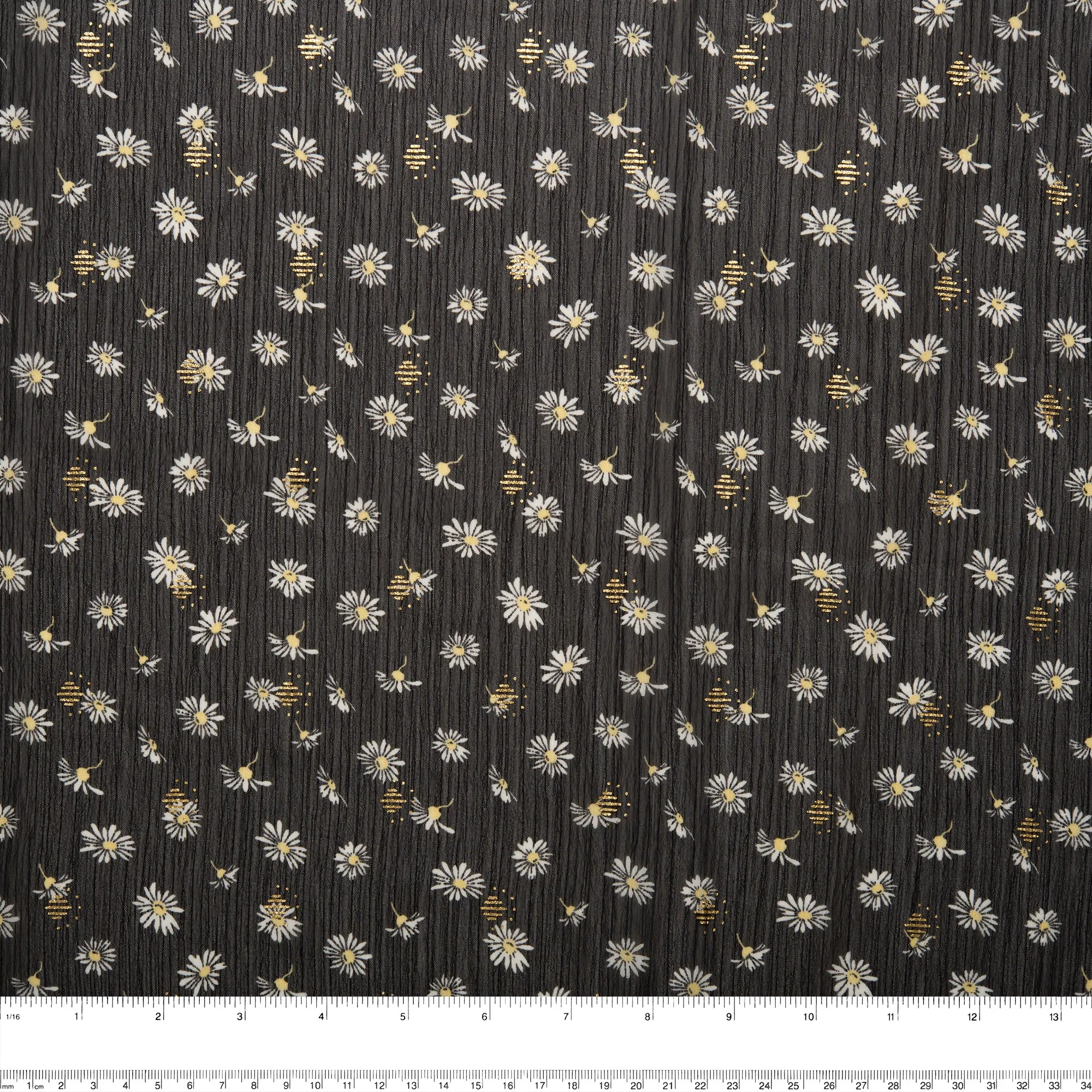 Printed polyester - OLIVIA - Daisy small - Black