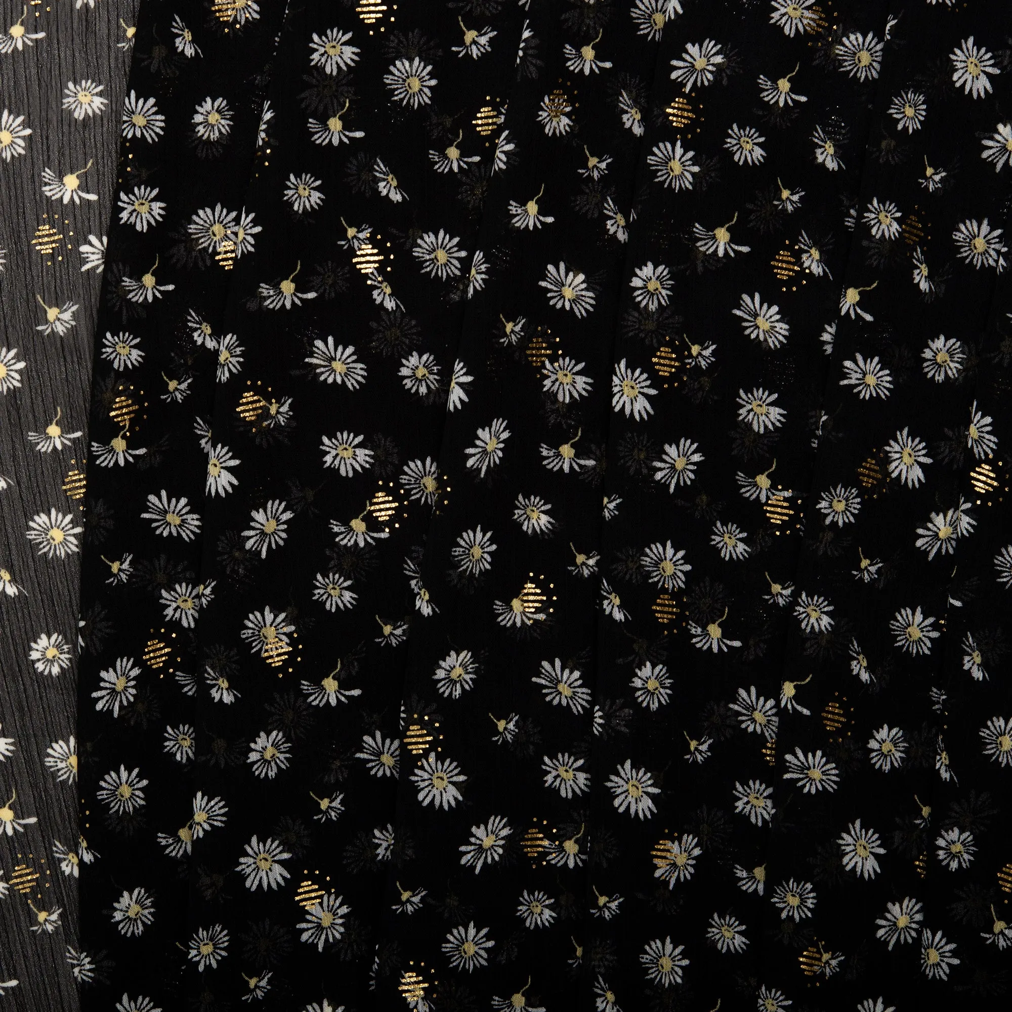 Printed polyester - OLIVIA - Daisy small - Black