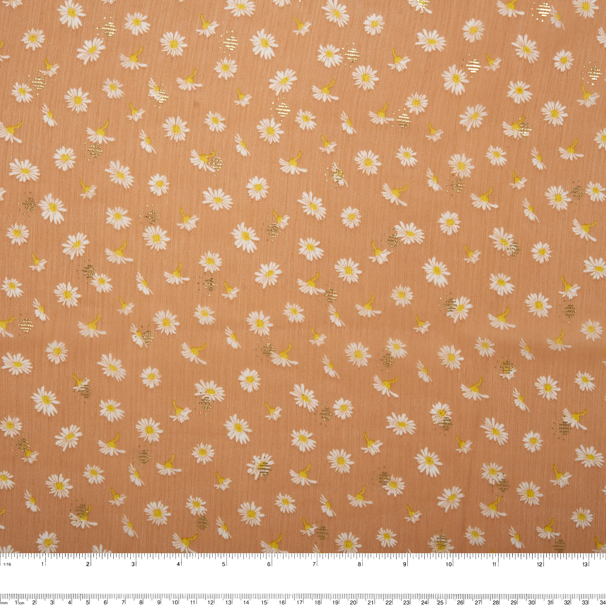 Printed polyester - OLIVIA - Daisy small - Dark orange