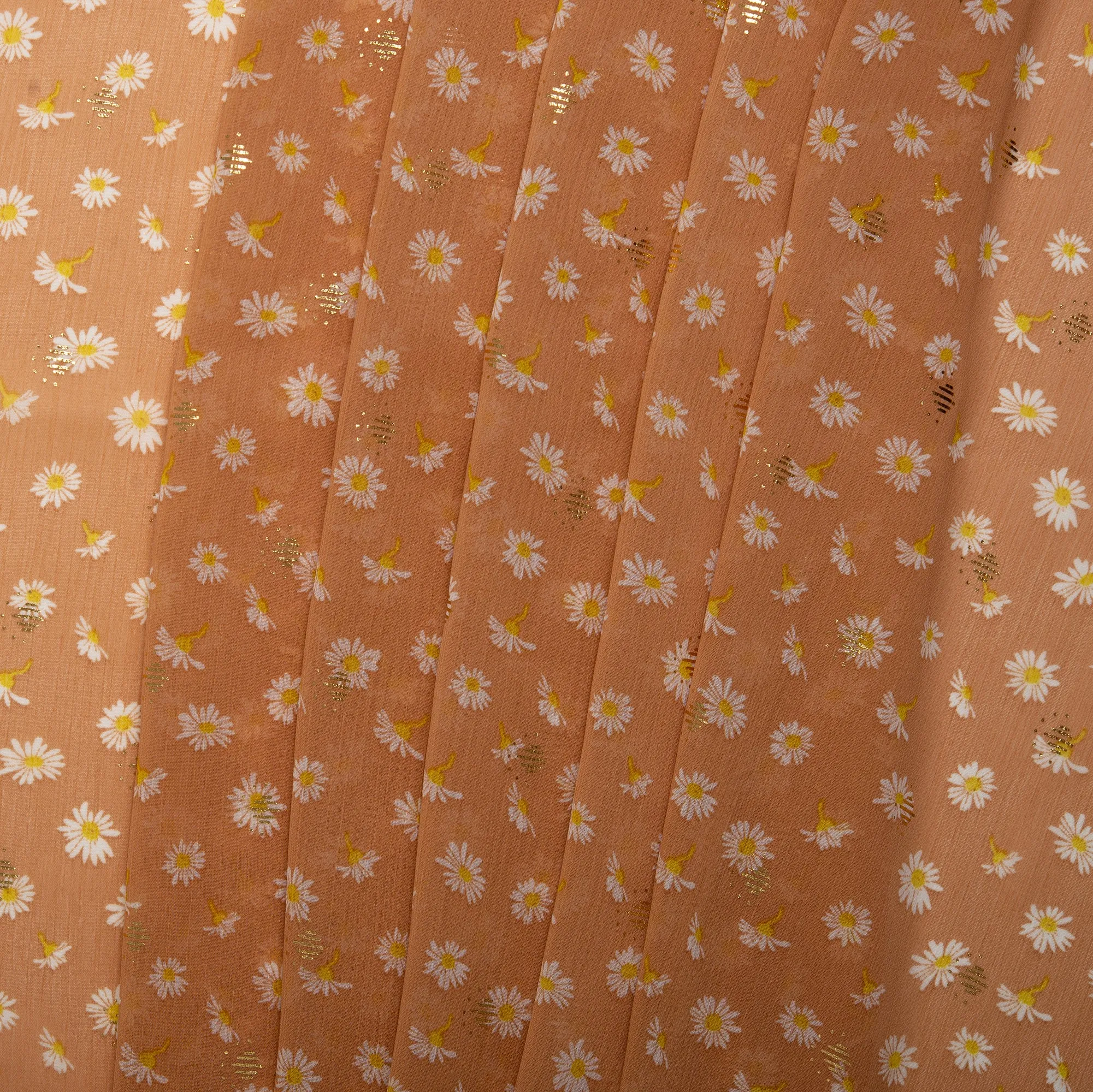 Printed polyester - OLIVIA - Daisy small - Dark orange