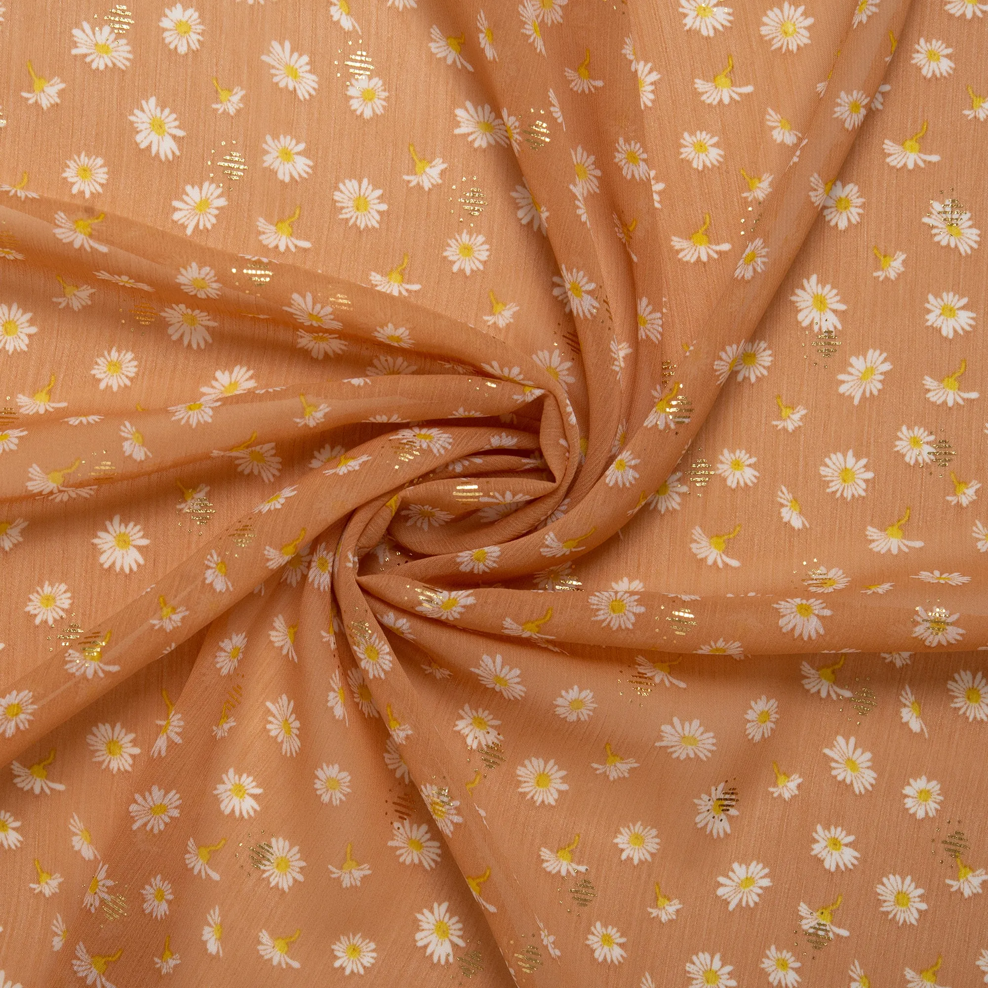 Printed polyester - OLIVIA - Daisy small - Dark orange