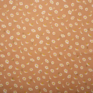 Printed polyester - OLIVIA - Daisy small - Dark orange