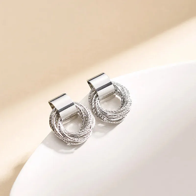 Retro Gold Circle Stud Earrings Women