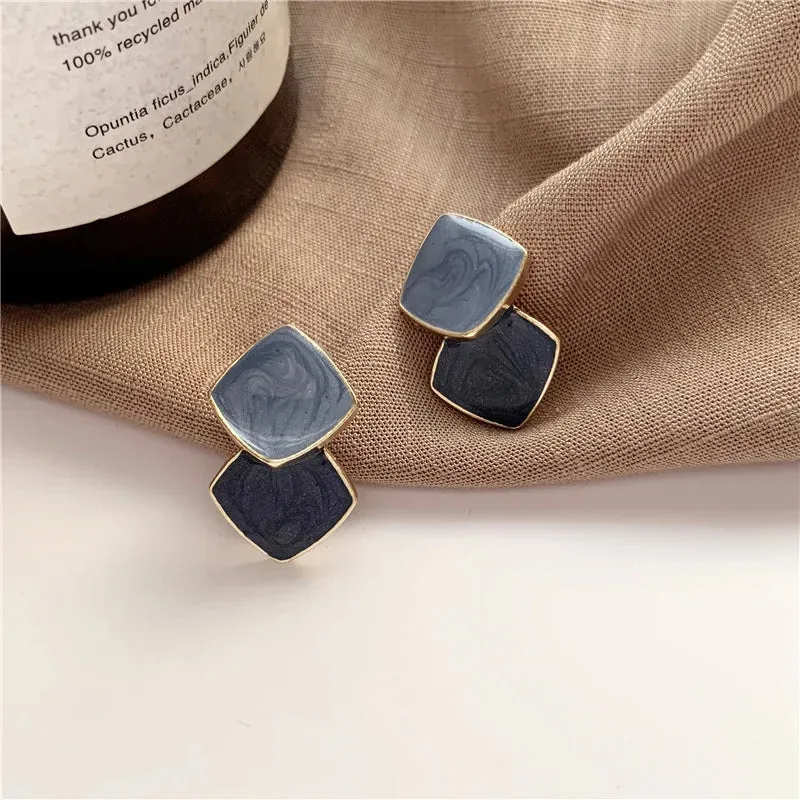 Retro Gold Circle Stud Earrings Women