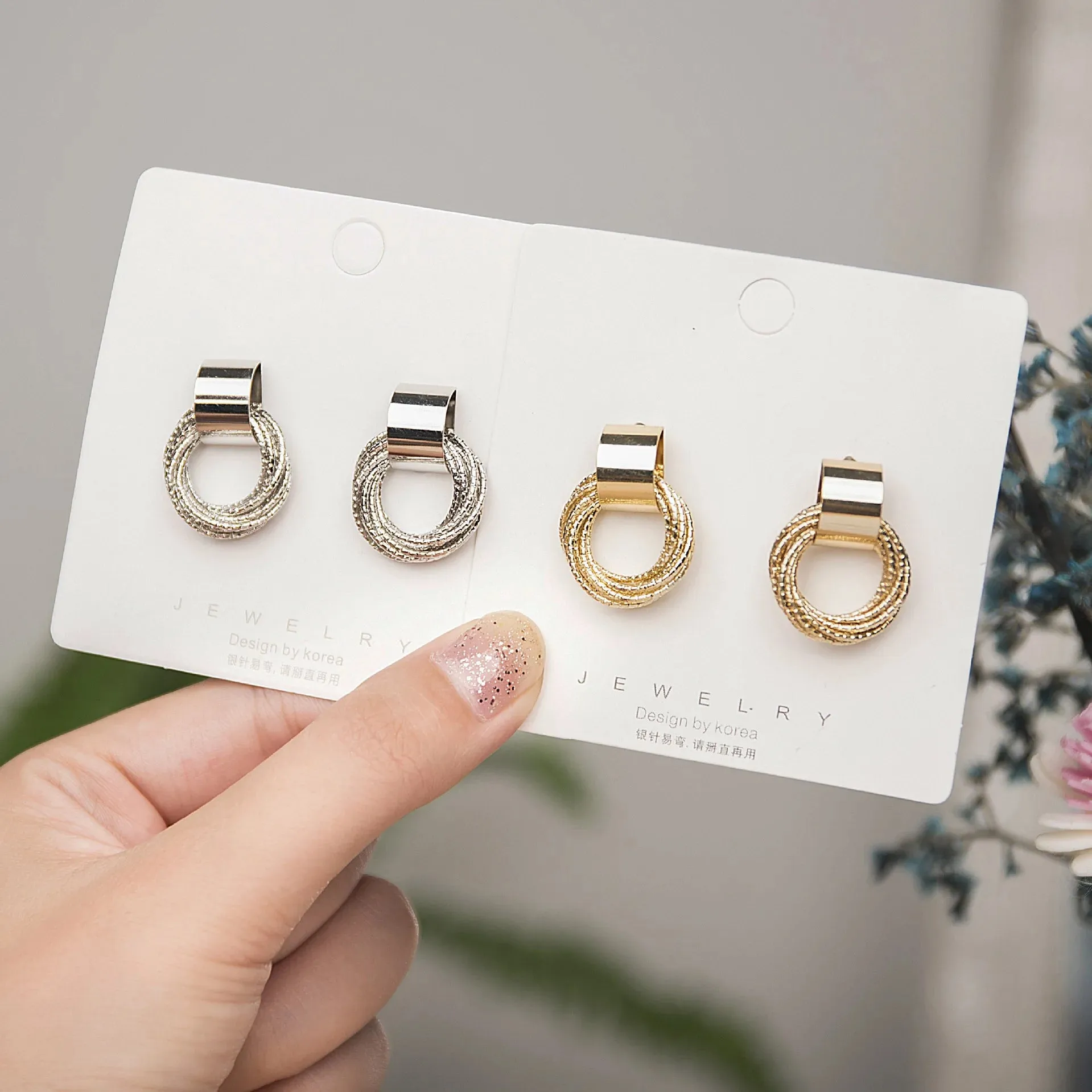 Retro Gold Circle Stud Earrings Women