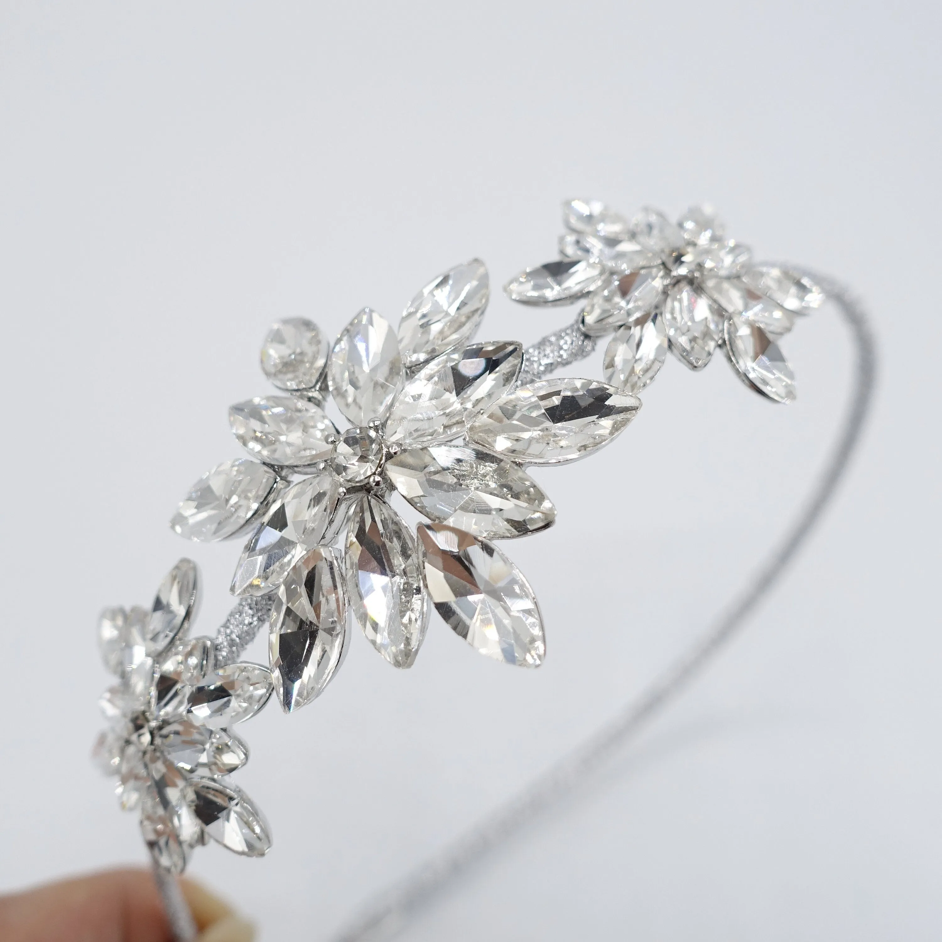 rhinestone headband, snow flower headband, glitter headband, and sparkling headband for women