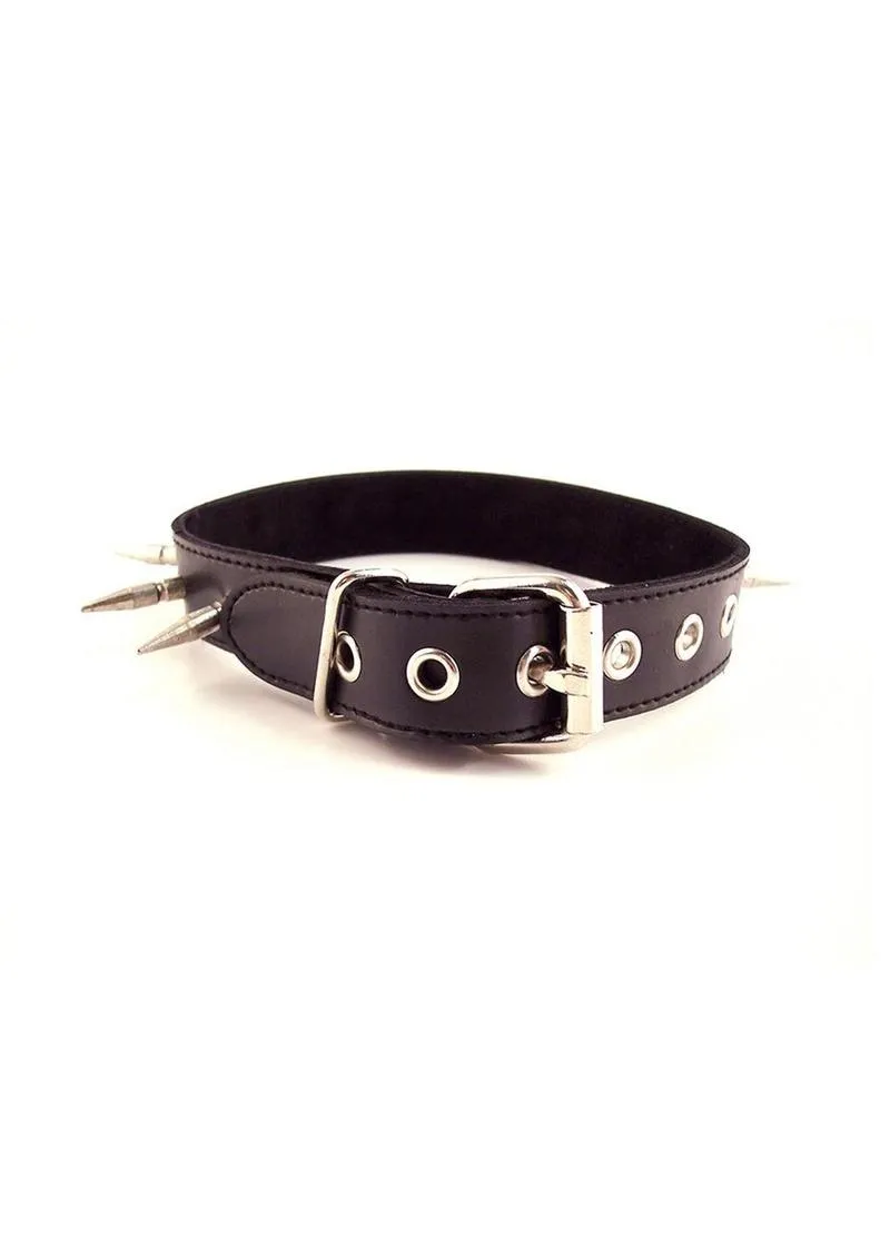 Rouge Adjustable Leather Spiked Collar