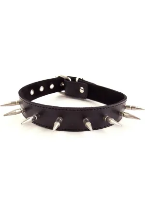 Rouge Adjustable Leather Spiked Collar