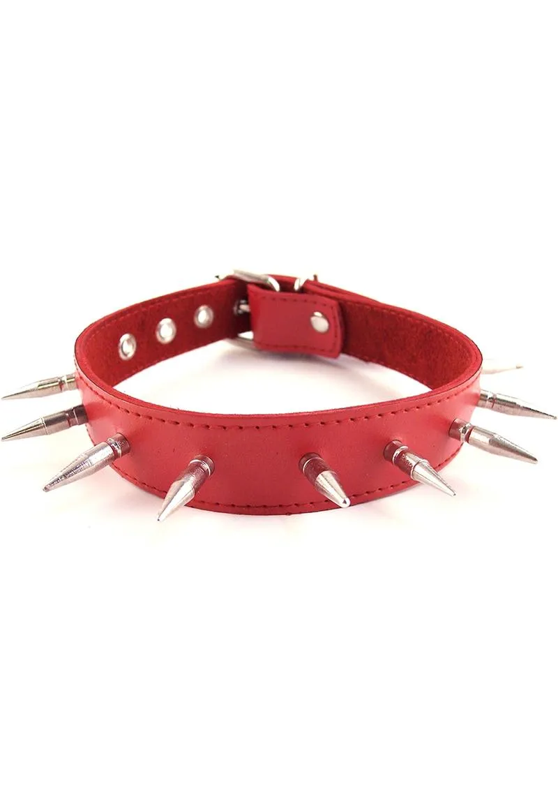 Rouge Adjustable Leather Spiked Collar